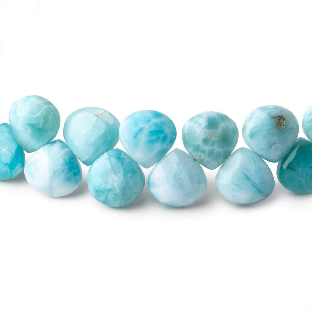 9x9mm Larimar Plain Heart Beads 7.5 inch 35 pieces - Beadsofcambay.com
