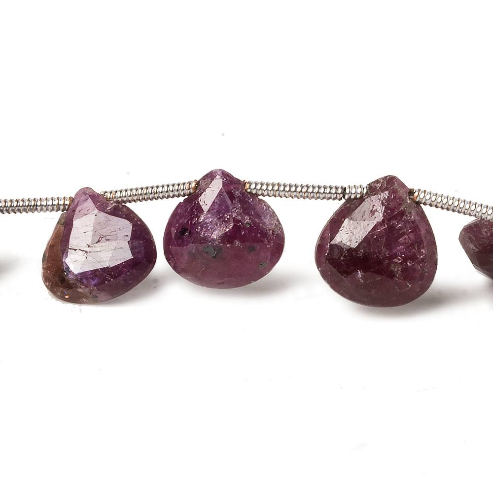 9x9mm Ruby Faceted Heart Beads 8 inch 17 pieces - Beadsofcambay.com
