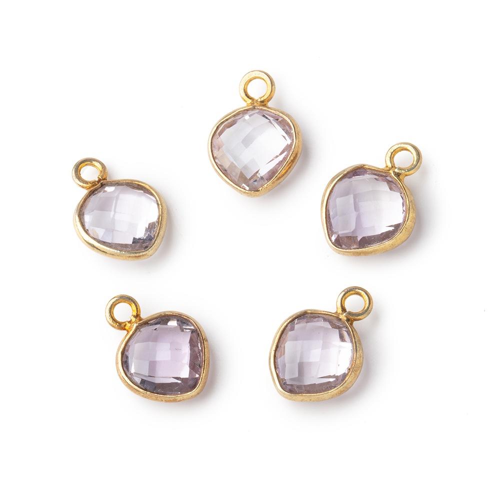 9x9mm Vermeil Bezeled Pink Amethyst Faceted Heart Pendant 1 Focal Piece - Beadsofcambay.com