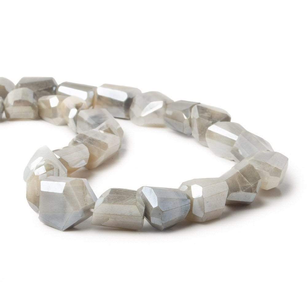 9x9x8-13x8x7mm White & Grey Moonstone faceted nugget beads 12.5 inch 29 pieces - Beadsofcambay.com