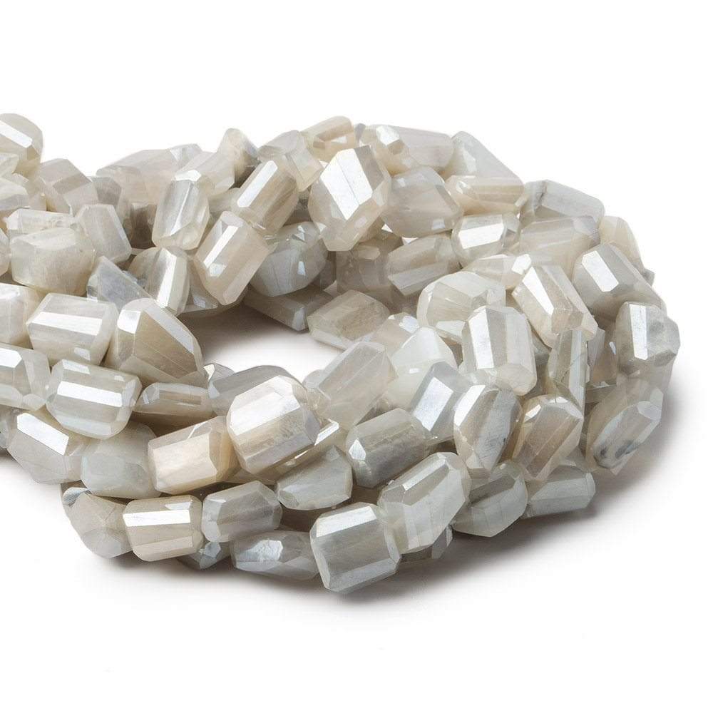 9x9x8-13x8x7mm White & Grey Moonstone faceted nugget beads 12.5 inch 29 pieces - Beadsofcambay.com