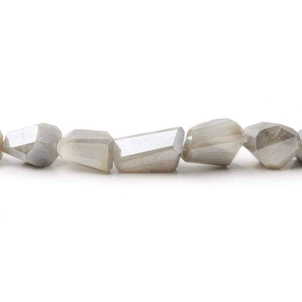 9x9x8-13x8x7mm White & Grey Moonstone faceted nugget beads 12.5 inch 29 pieces - Beadsofcambay.com
