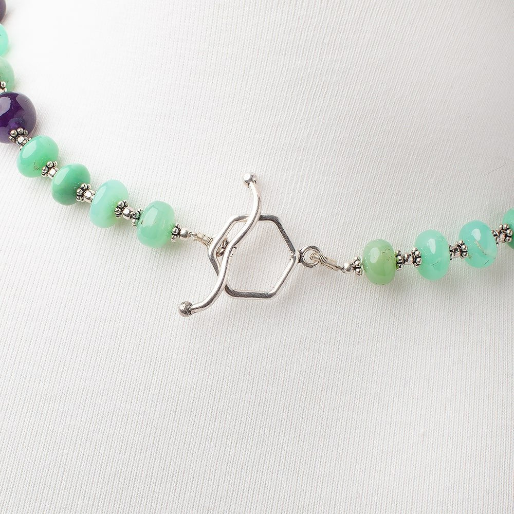 Amethyst and Chrysoprase Antiqued Silver Necklace - Beadsofcambay.com