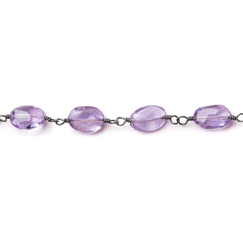 Amethyst faceted oval Black Gold plated Chain by the foot - Beadsofcambay.com