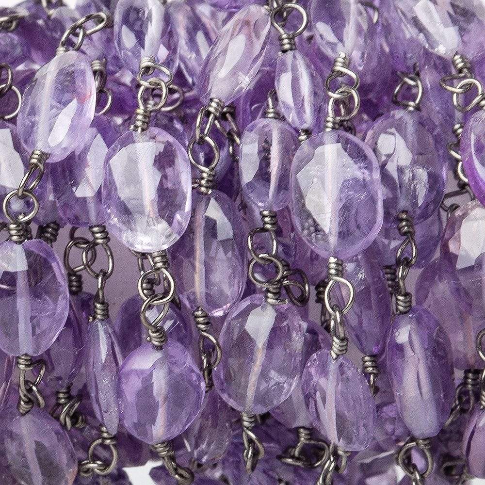 Amethyst faceted oval Black Gold plated Chain by the foot - Beadsofcambay.com