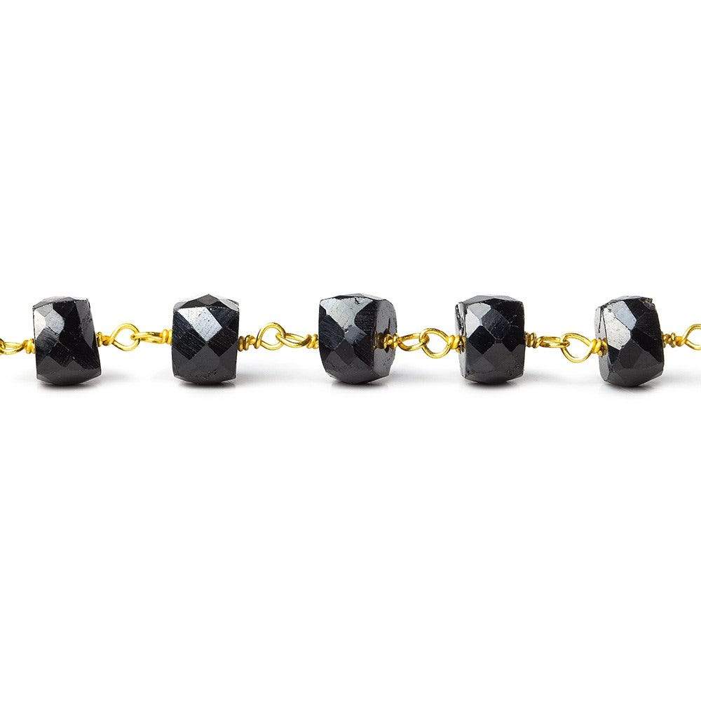 Black Spinel faceted cube Vermeil Chain by the foot - Beadsofcambay.com