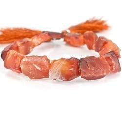 Burnt Orange Agate Beads Hammer Faceted Rectangle - Beadsofcambay.com