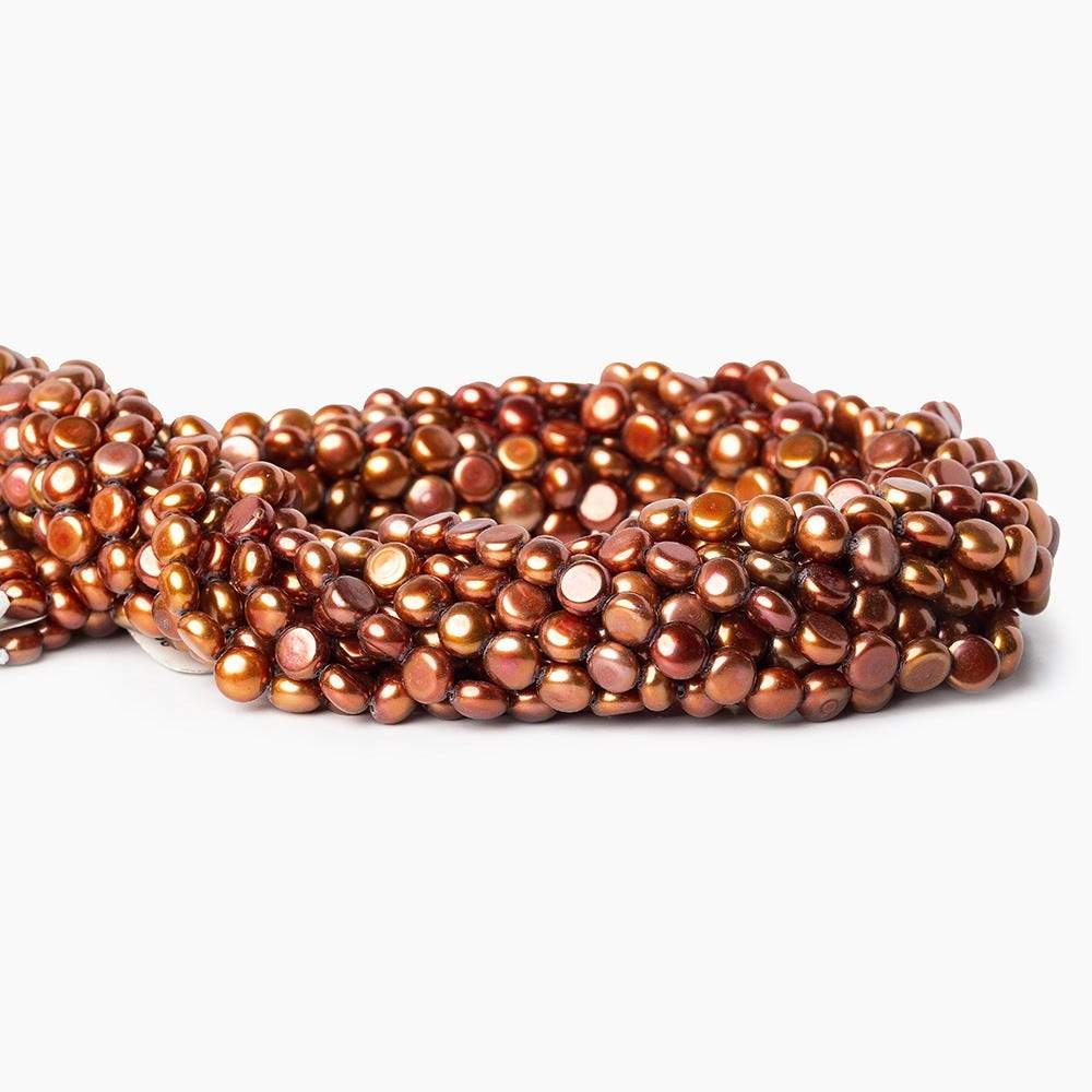 Burnt Orange Button Freshwater Pearl - Beadsofcambay.com
