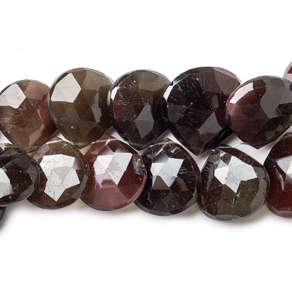 Cat's Eye Scapolite Faceted Heart Briolette Beads, 7 inch, 9x9x4-18x18x8mm, 39 pieces - Beadsofcambay.com