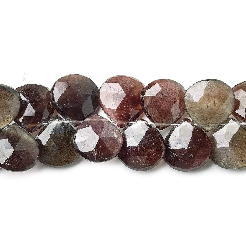 Cat's Eye Scapolite Faceted Heart Briolette Beads, 8 inch, 11x11x5-12x12x5mm, 48 pieces - Beadsofcambay.com