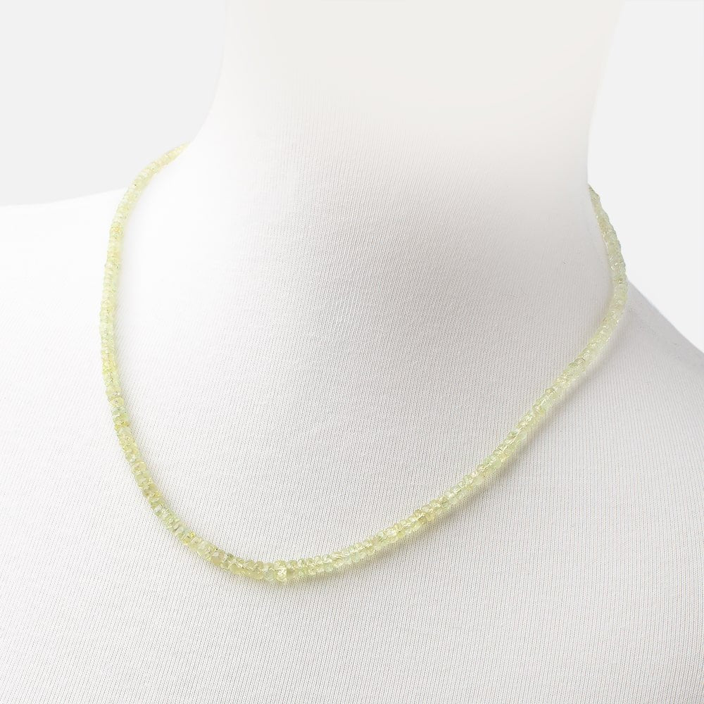 Chrysoberyl Faceted Rondelle Necklace with a 14kt Gold Clasp AAA - Beadsofcambay.com