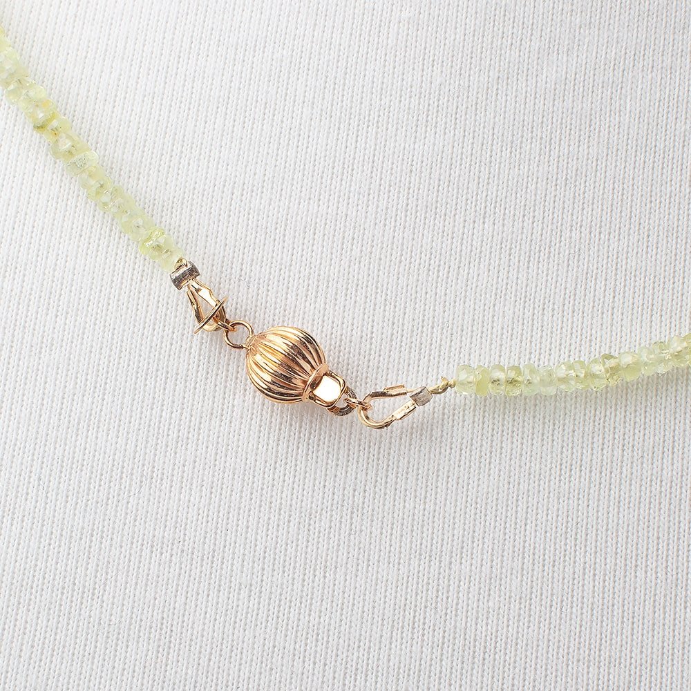 Chrysoberyl Faceted Rondelle Necklace with a 14kt Gold Clasp AAA - Beadsofcambay.com