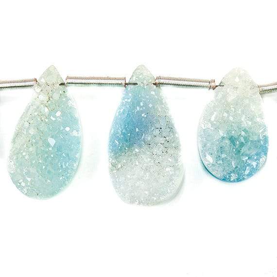 Cornflower Blue Drusy Pear Bead Strand - Beadsofcambay.com