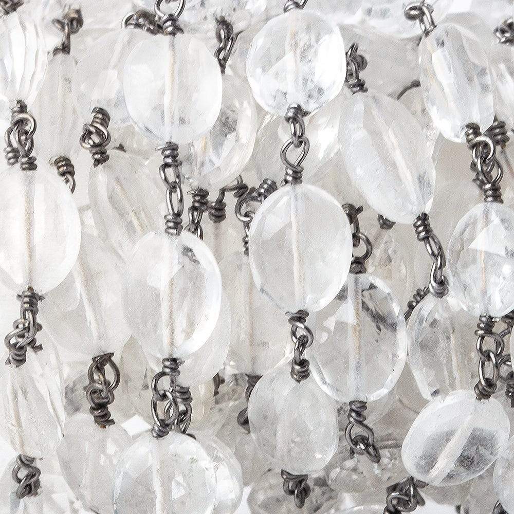 Crystal Quartz faceted oval Black Gold plated Chain by the foot - Beadsofcambay.com