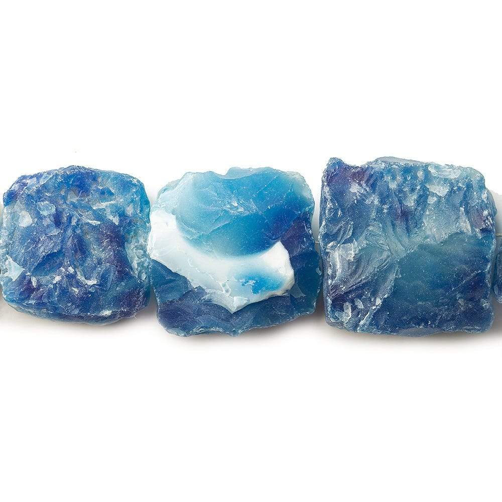 Dark Sky & Water Blue Agate Beads Hammer Faceted Squares - Beadsofcambay.com