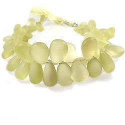 Frosted Lemon Quartz Plain Pear - Beadsofcambay.com