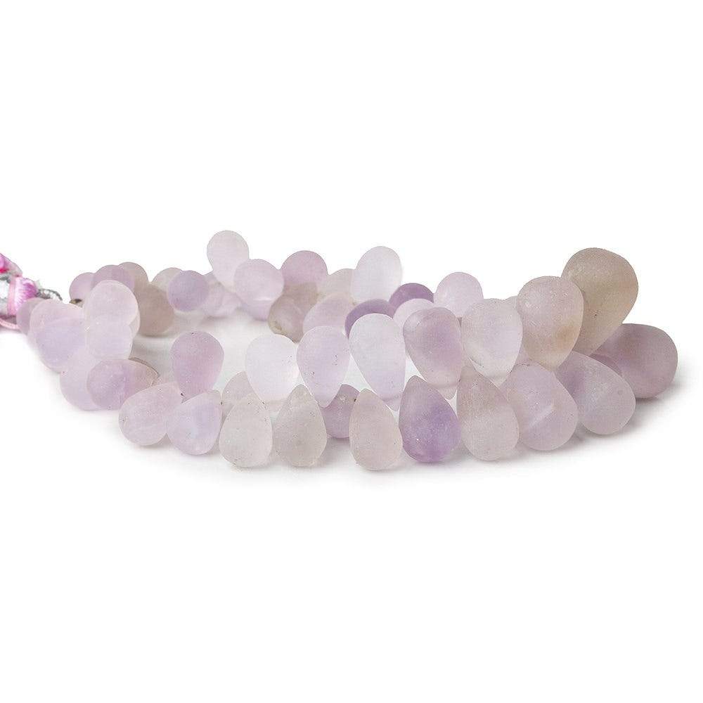 Frosted Pink Amethyst Plain Tear Drop - Beadsofcambay.com