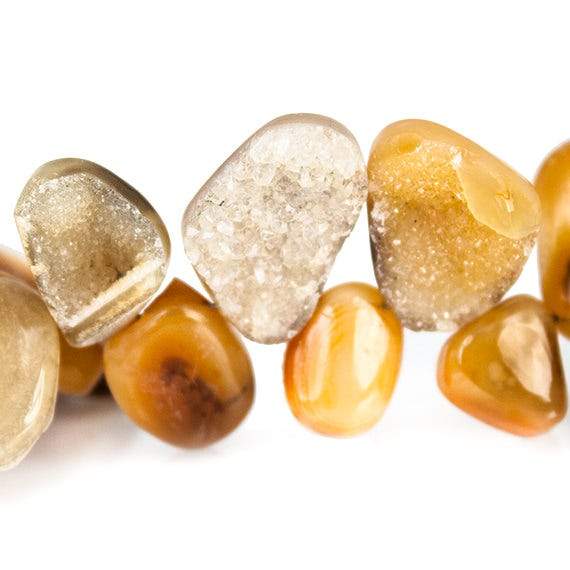 Golden and Brown Agate Drusy Free Shape Strand 27 beads 6.5 inch - Beadsofcambay.com