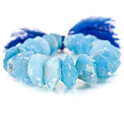 Grecian Blue Agate Beads Tumbled Hammer Faceted Discs - Beadsofcambay.com