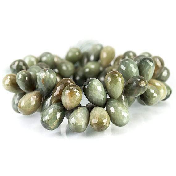 Green Cat's Eye Quartz Faceted Tear Drop Briolette Beads - Beadsofcambay.com
