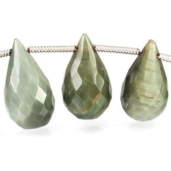 Green Cat`s Eye Quartz Tear Drop Briolette - Beadsofcambay.com