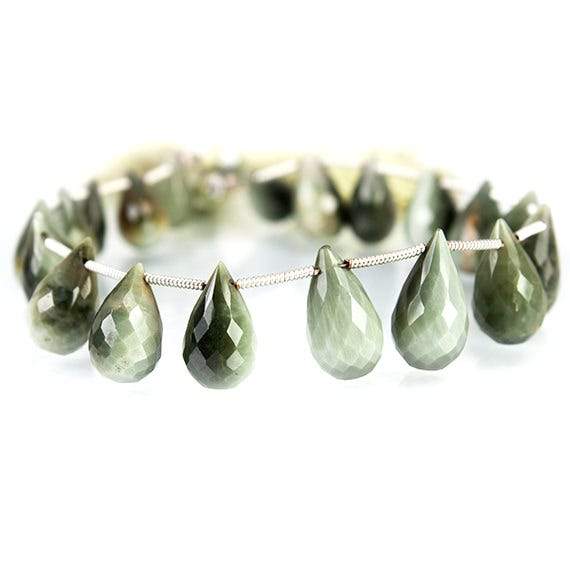 Green Cat`s Eye Quartz Tear Drop Briolette - Beadsofcambay.com
