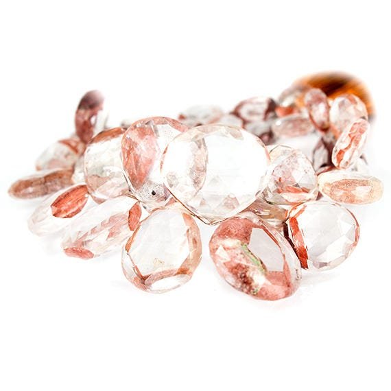 Hematoid Quartz Faceted Heart Beads 8 inch 34 beads - Beadsofcambay.com