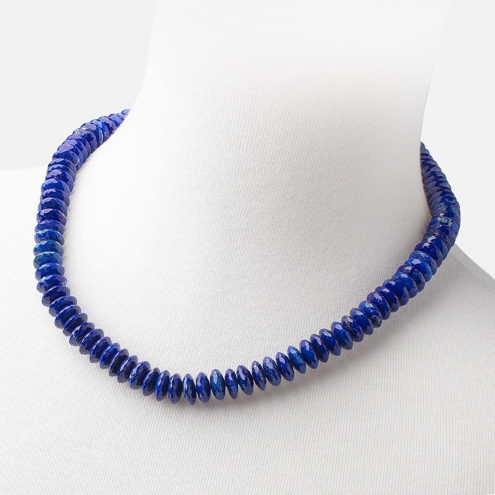 Lapis Lazuli German Faceted Rondelle Necklace with a 14kt Gold Clasp AAA - Beadsofcambay.com