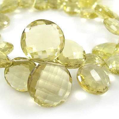Lemon Quartz Faceted Coin - Beadsofcambay.com