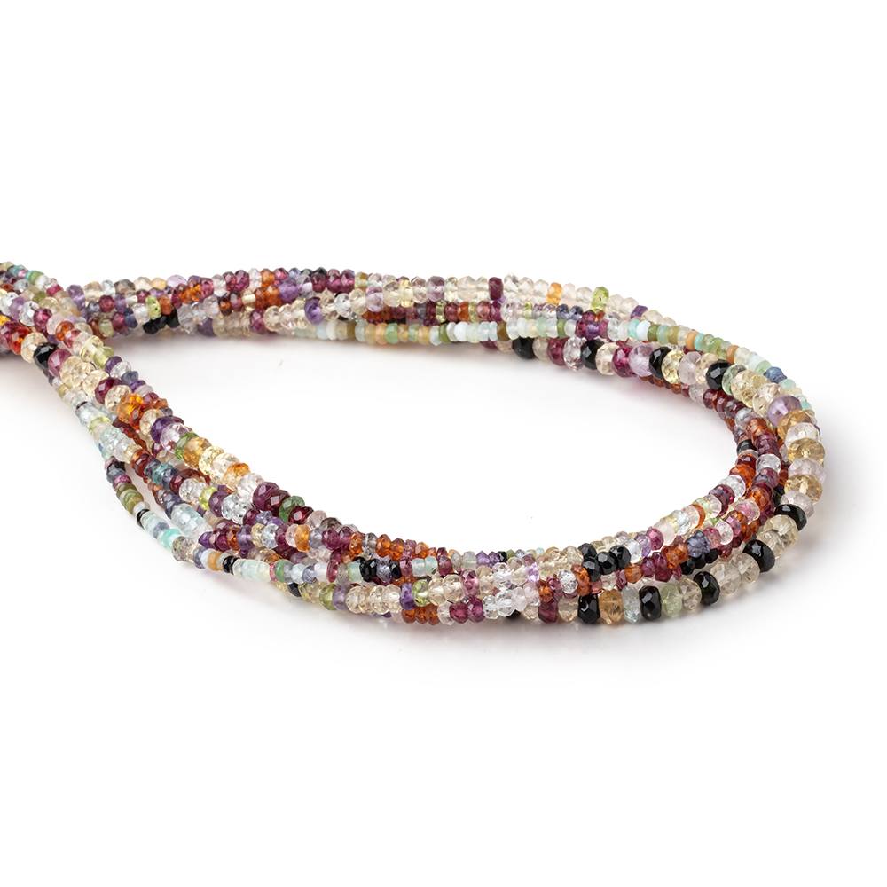 Lot of 6 Strands of Multi Gemstone Faceted Rondelle Beads - Beadsofcambay.com
