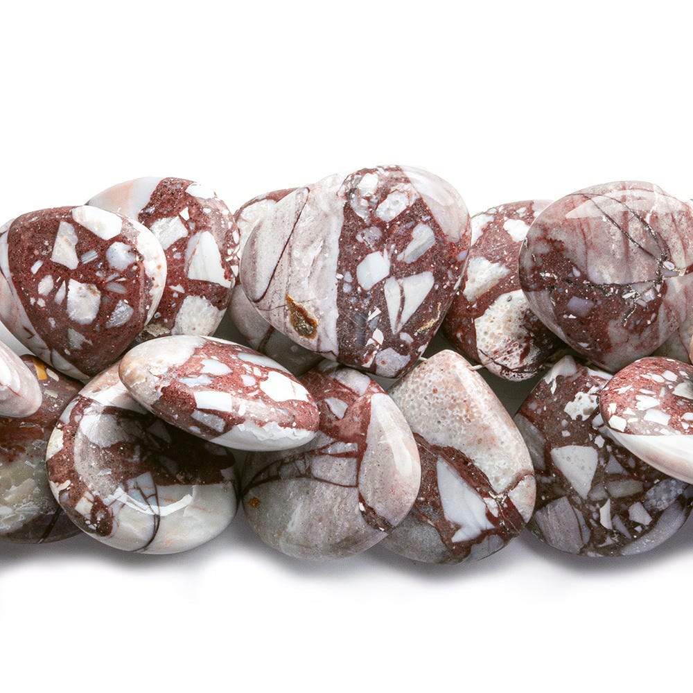 Marbled Red Jasper Plain Heart Beads - Beadsofcambay.com