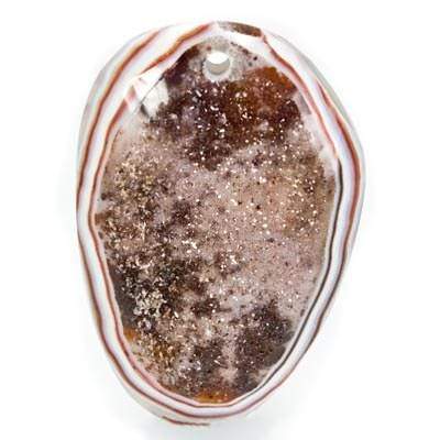Multi-Color Agate Drusy Focal Bead with Drill Hole - Beadsofcambay.com