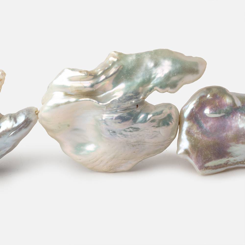 Off White Souffle Straight Drilled Baroque Freshwater Pearls 16 inch 12 beads 32x22-39x33mm - Beadsofcambay.com