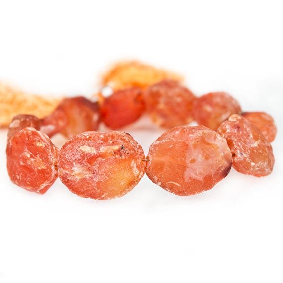 Orange Agate Hammer Faceted Oval Beads - Beadsofcambay.com