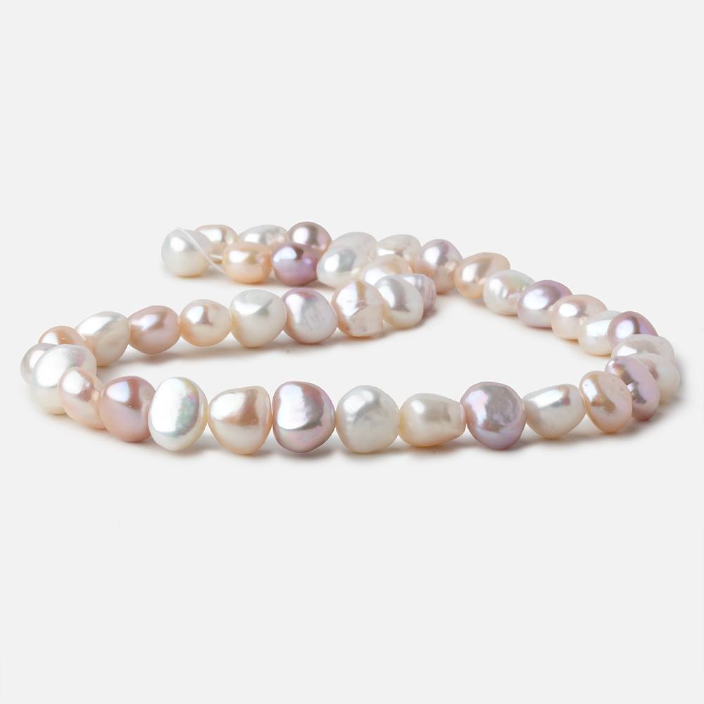 Pastel TriColor Baroque Freshwater Pearls 16 inch 40 pieces 10x9-12x9mm A - Beadsofcambay.com