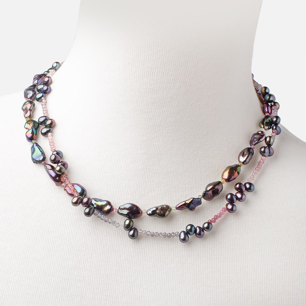 Peacock Pearl and Spinel Necklace - Beadsofcambay.com