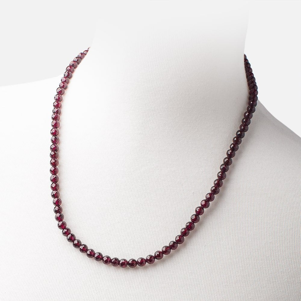 Rhodolite Garnet Faceted Round Necklace AAA - Beadsofcambay.com
