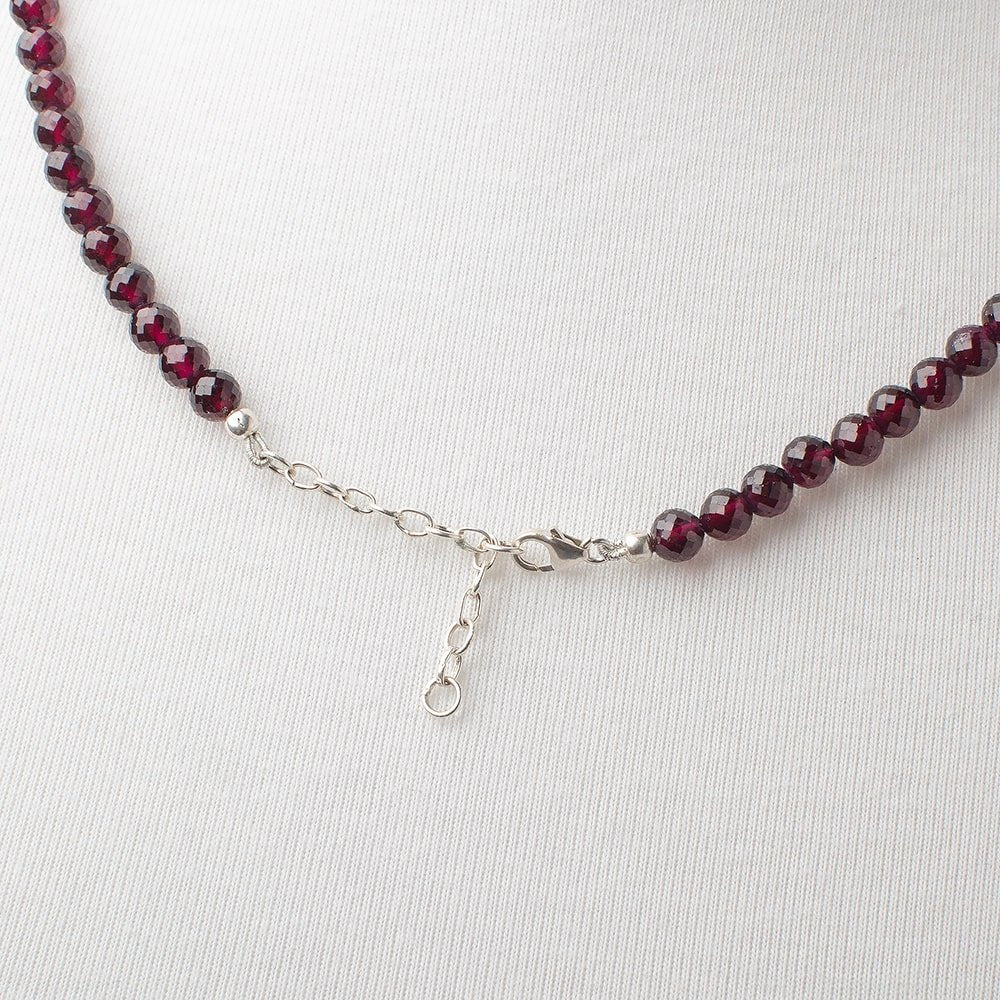 Rhodolite Garnet Faceted Round Necklace AAA - Beadsofcambay.com