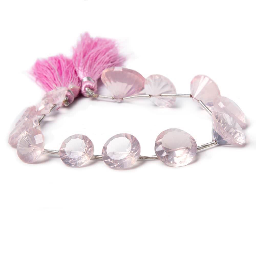Rose Quartz Beads Concave Faceted Round - Beadsofcambay.com
