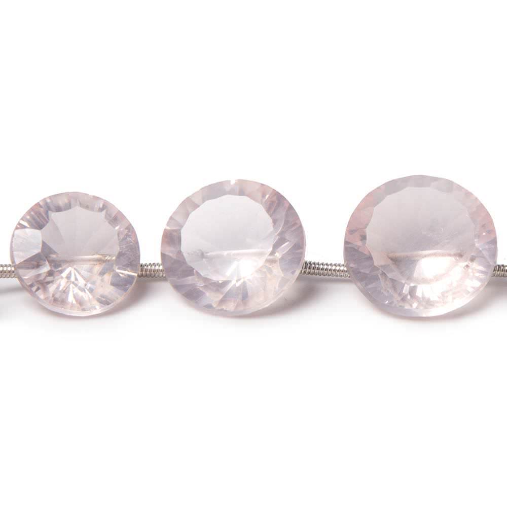 Rose Quartz Beads Concave Faceted Round - Beadsofcambay.com