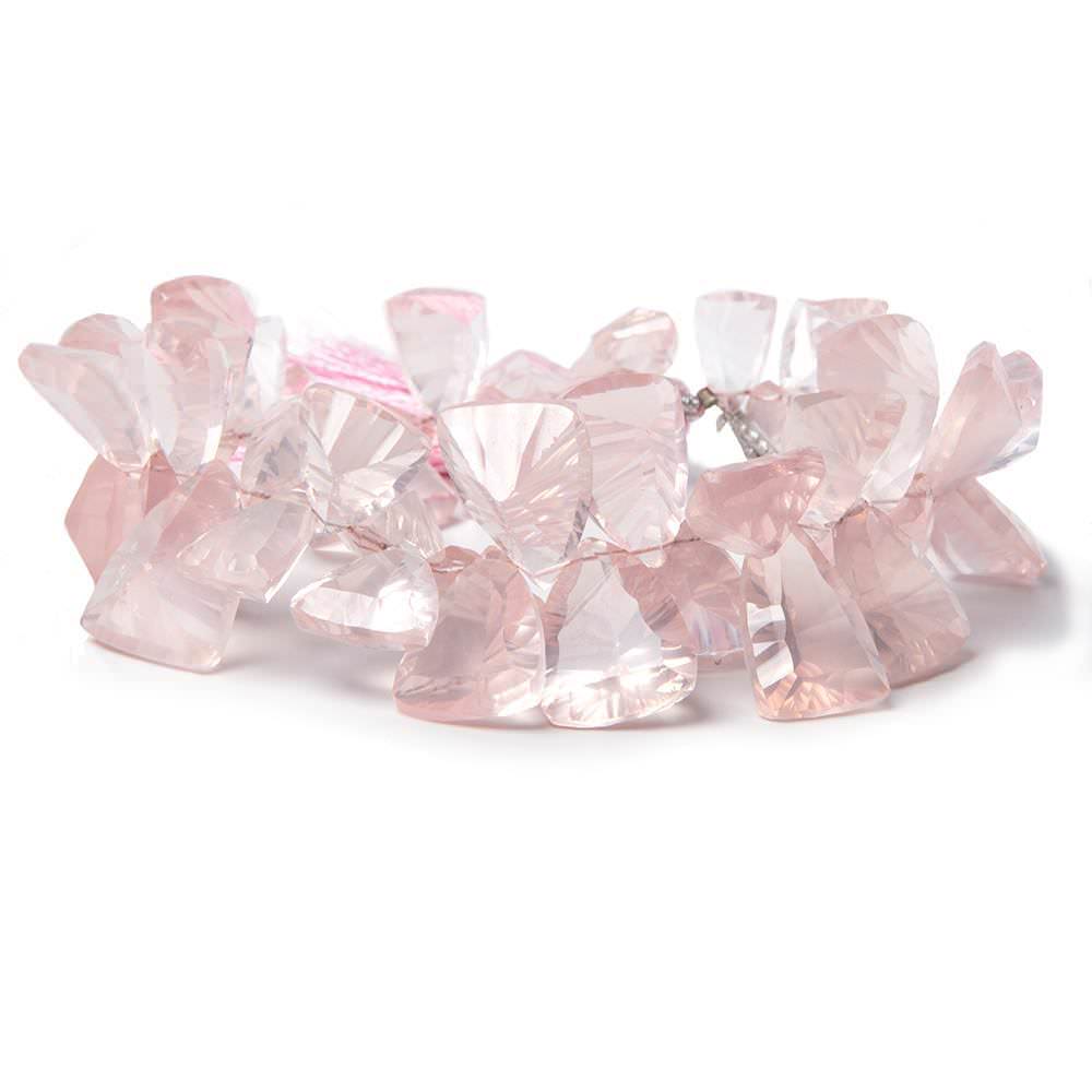Rose Quartz Beads Concave Faceted Trillion with Pavilion - Beadsofcambay.com