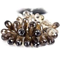 Smoky & Champagne Quartz Beads Tear Drop Briolette - Beadsofcambay.com