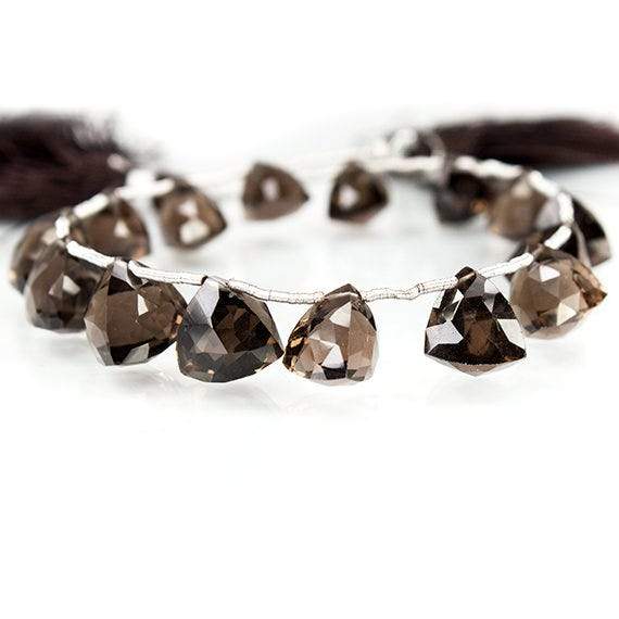 Smoky Quartz Top Drilled Faceted Trillion Beads, 7 inch, 8x8x8-10x10x10mm, 15 pieces - Beadsofcambay.com