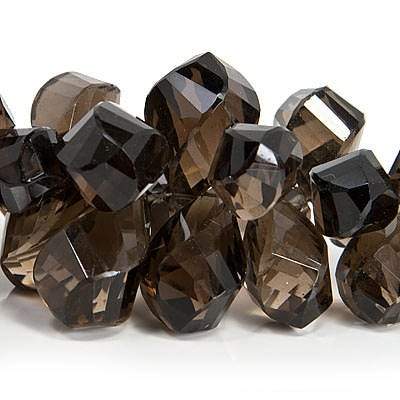 Smoky Quartz Top Drilled Faceted Twist - Beadsofcambay.com