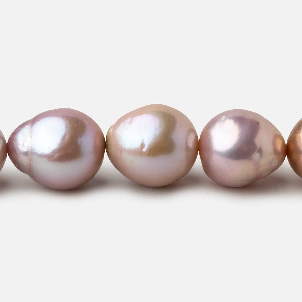 Tri Color Baroque straight drilled Freshwater Pearls 16 inch 11x10-12x14mm - Beadsofcambay.com