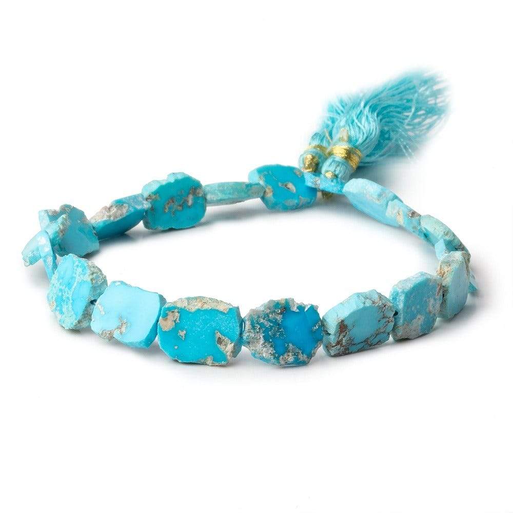 Turquoise plain slice freeform beads 8 inch 19 pieces 10x8-11x9mm - Beadsofcambay.com
