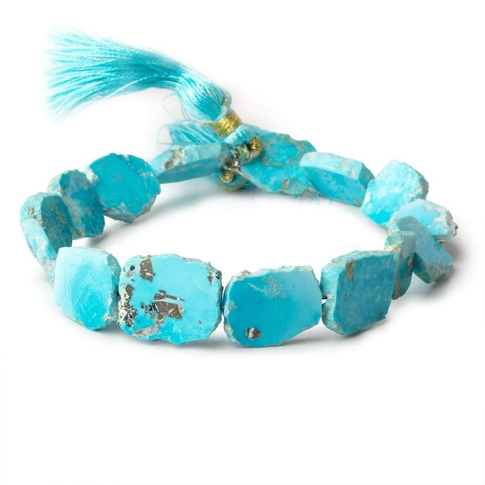 Turquoise Straight Drilled Slices 8 inch 15 Beads 12x10-14x12mm - Beadsofcambay.com