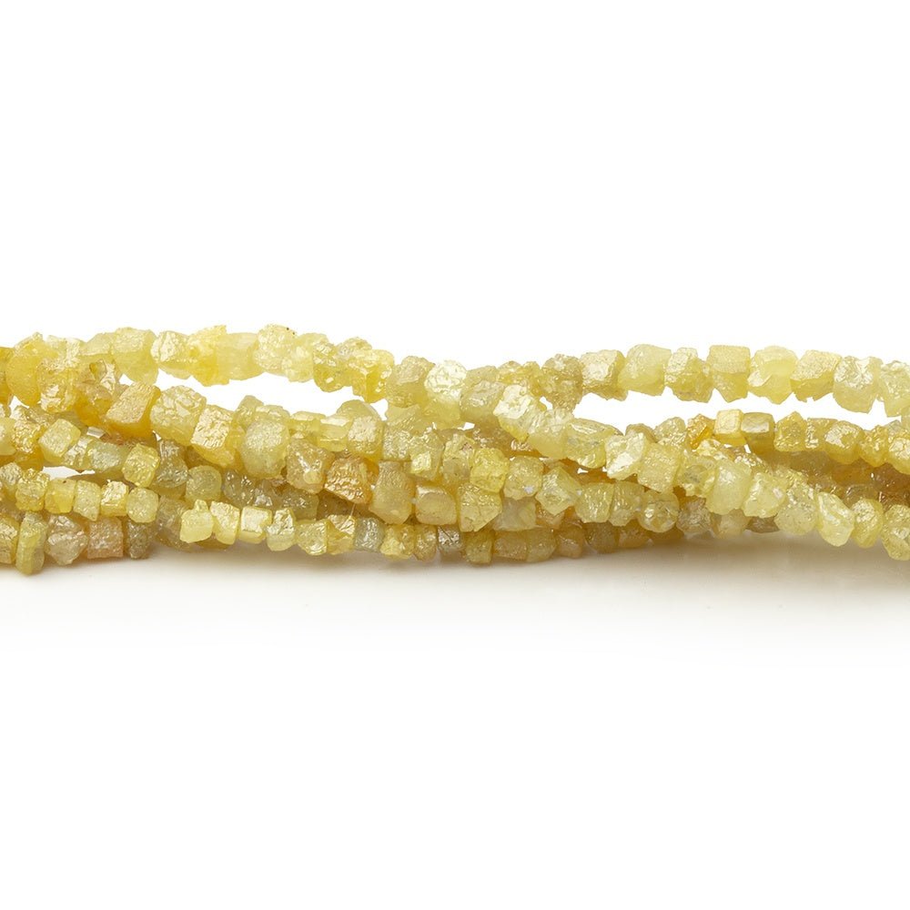 1 - 2.5mm Yellow Raw Diamond Cube Beads 15 inch 245 pieces - Beadsofcambay.com