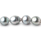 10-10.5mm Silver Tahitian 2mm Large Hole Saltwater Pearls 4 inch 8 Beads - Beadsofcambay.com