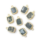 10-11mm Gold Leafed Moss Agate Rectangular Slice Pendant 1 piece - Beadsofcambay.com